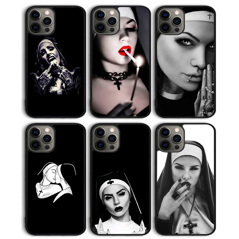 Sister Style Nun Sexy Girl Phone Case Back Cover for iPhone 16 15 SE2020 14 13 11 12 Pro Max mini XS XR X PlusS Shell Coque