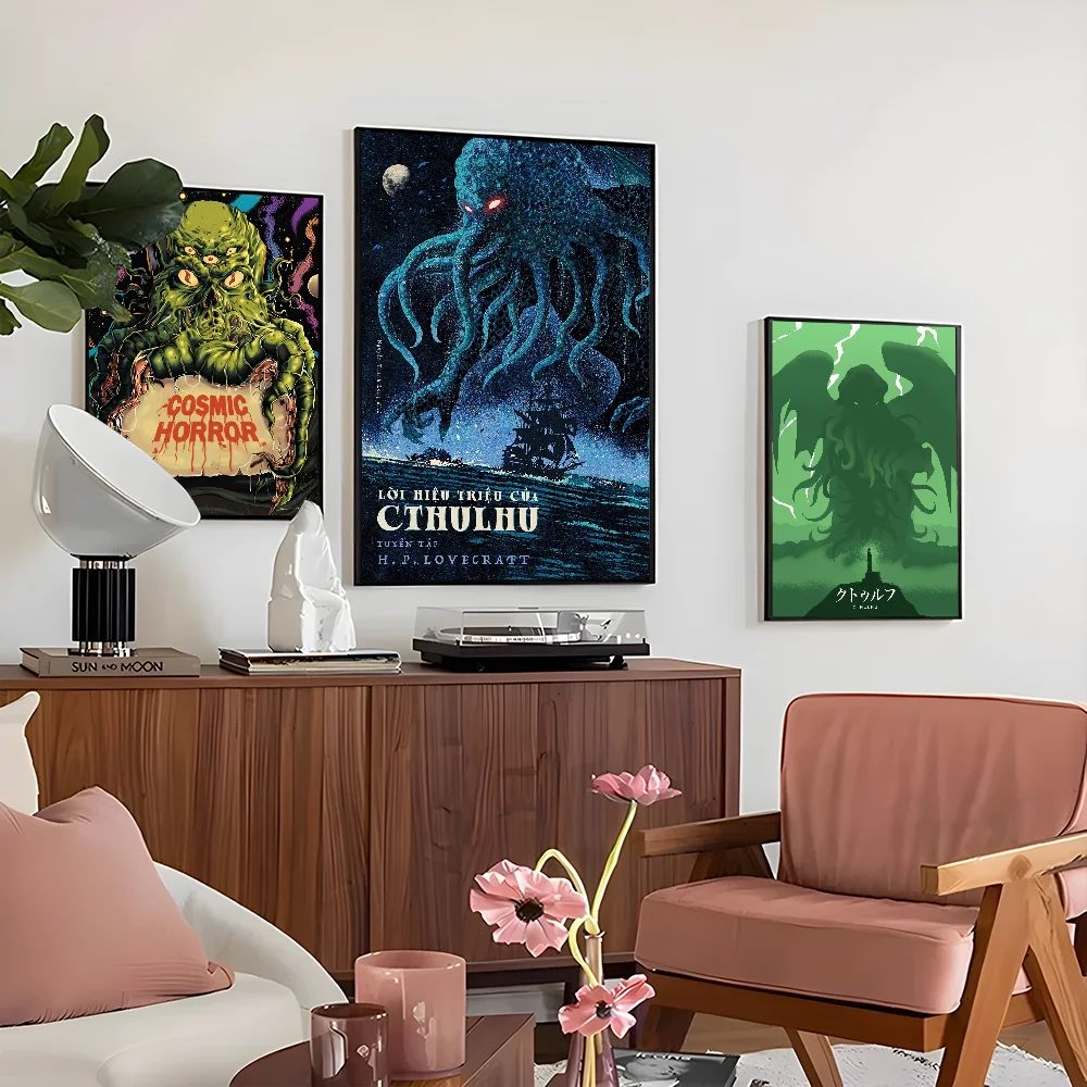 1PC Cthulhu Poster Self-adhesive Art Waterproof Paper Sticker Coffee House Bar Room Wall Decor