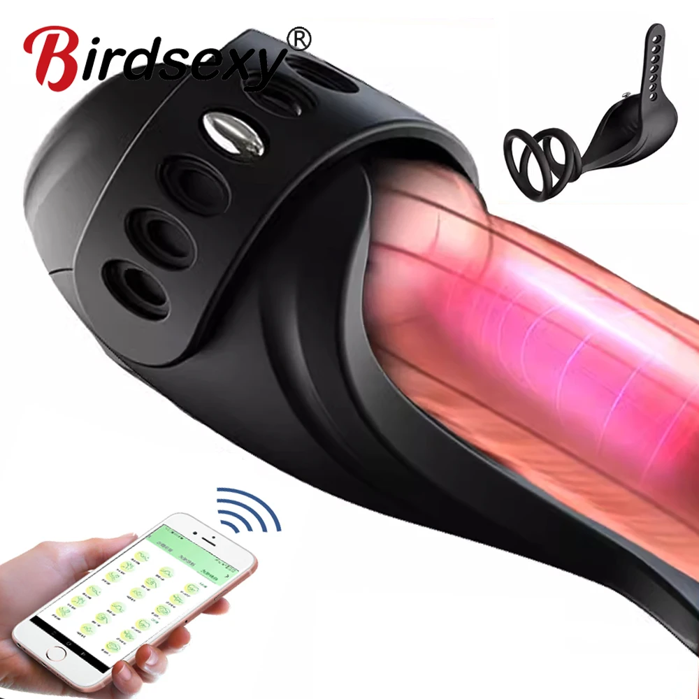 Delay Trainer Glans Massager Vibrator For Men Penis Ring Stimulate Male Masturbators Open-Ended Sex Toys For Men Adult Goods