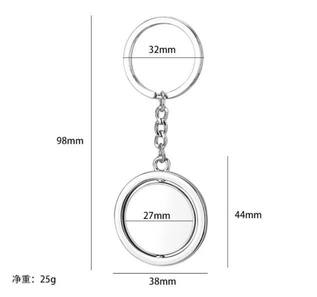 Round Blank 360 Rotating Metal Tag Keychain New Car Keychain K1552