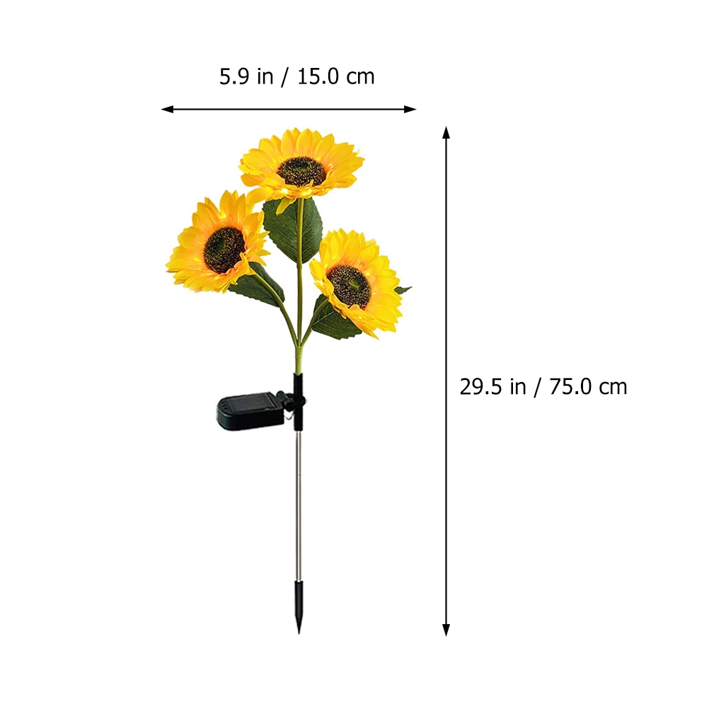 

Three Headed Sunflower Solar Light Outdoor Garden Lanterns High Brightness Energy Saving Courtyard Decor Landscape