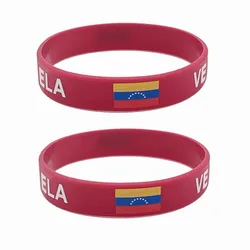 2pcs Venezuela Flag Silicone Bracelet Sports Wristbands National Flags Wrist Strap for Men Women Rubber Band Fashion Accessories