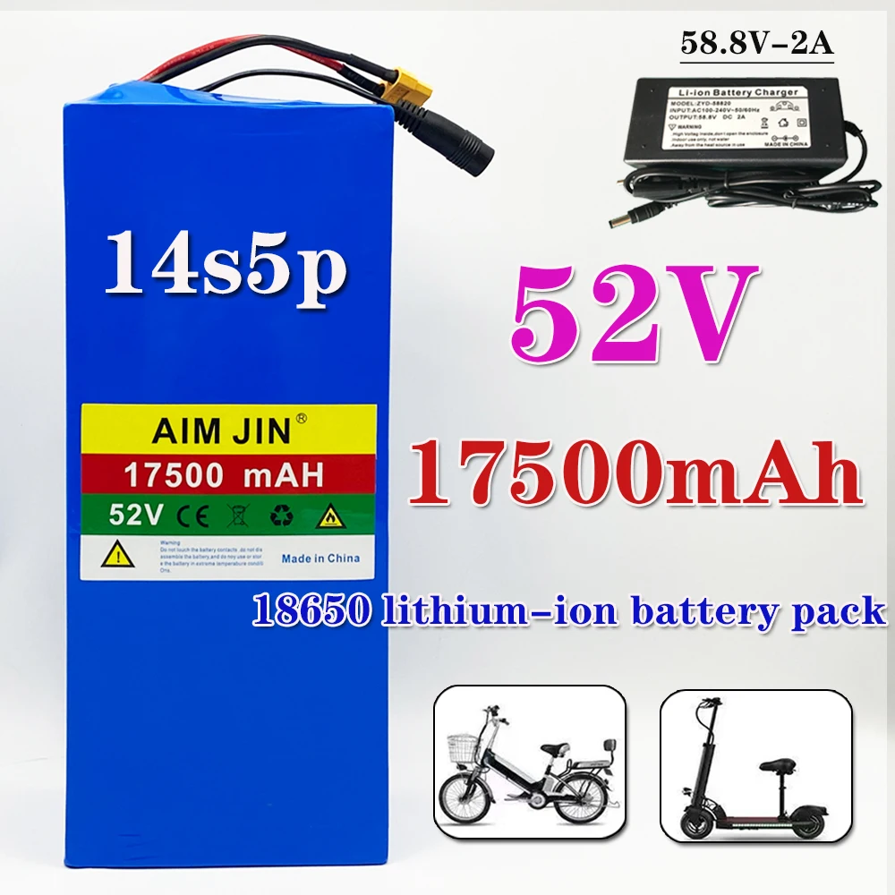 

52V battery 18650 lithium battery 17.5AH 14S5P battery pack with BMS Suitable for electric scooters, mountain bikes