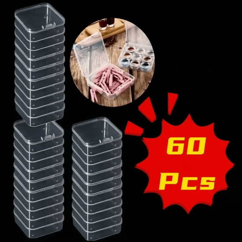 Set of 60 3D Square Plastic Jewelry Boxes Stackable Dustproof Pressure-Resistant Organized Storage Ideal for Home