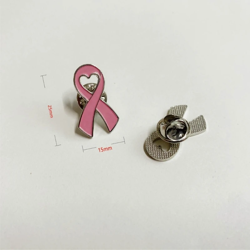 10Pieces Breast Cancers Awareness Lapel Pins Pink Ribbon Brooch for Women Girls Decorative Badge Brooch Ornament