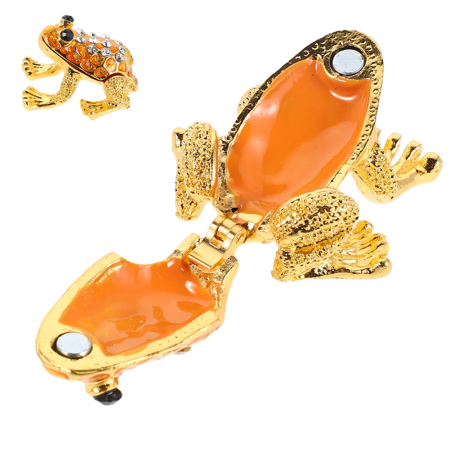 

Frog Jewelry Box Vintage Rhinestone Hinged Trinket Organizer Case Rings Earrings Storage Decorative