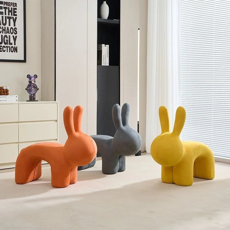 LazyChild Cartoon Kids Stool Cute Blind Rabbit Shaped Low Stool Shoe Changing Bench Home Decor Gift For Children