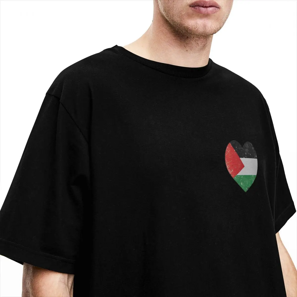 Heart For Palestine T-Shirt Gaza Harajuku T Shirts Short-Sleeve Y2K Basic Tshirt Summer 100 Cotton Crew Neck 4XL 5XL 6XL Top Tee