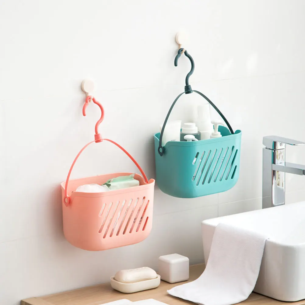 

4pcs Hanging Set Plastic Baskets Gray White Pink Shower Portable Blue Bathroom Organizer Storage Solution