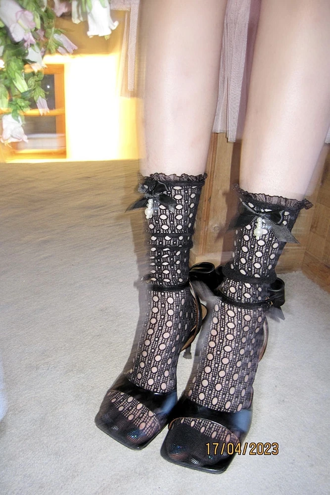 Tube Socks Black Women's Rhinestone Bow Hollow-out Short Solid Color Ballet Girl Leg Shaping Thin White Four Seasons Universal