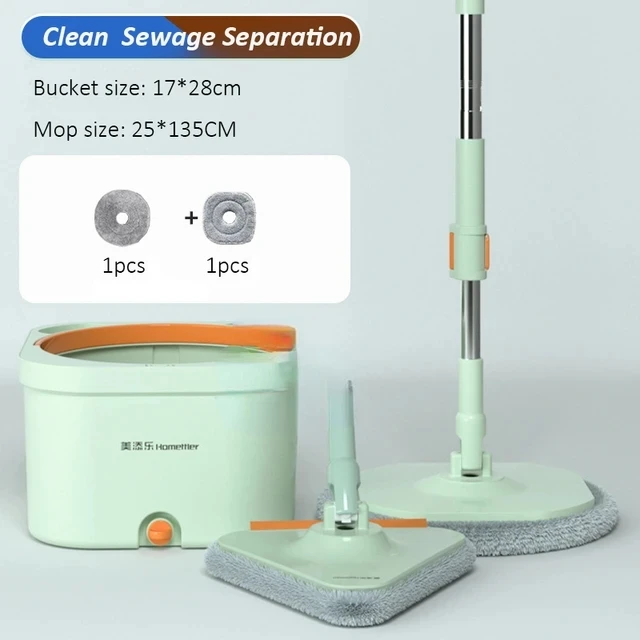 Spin Mop Floor Cleaning Flat Mop Rotating Mop Microfibers Mop with Bucket Mop Spin Window Washing Mop Home Cleaning Tool