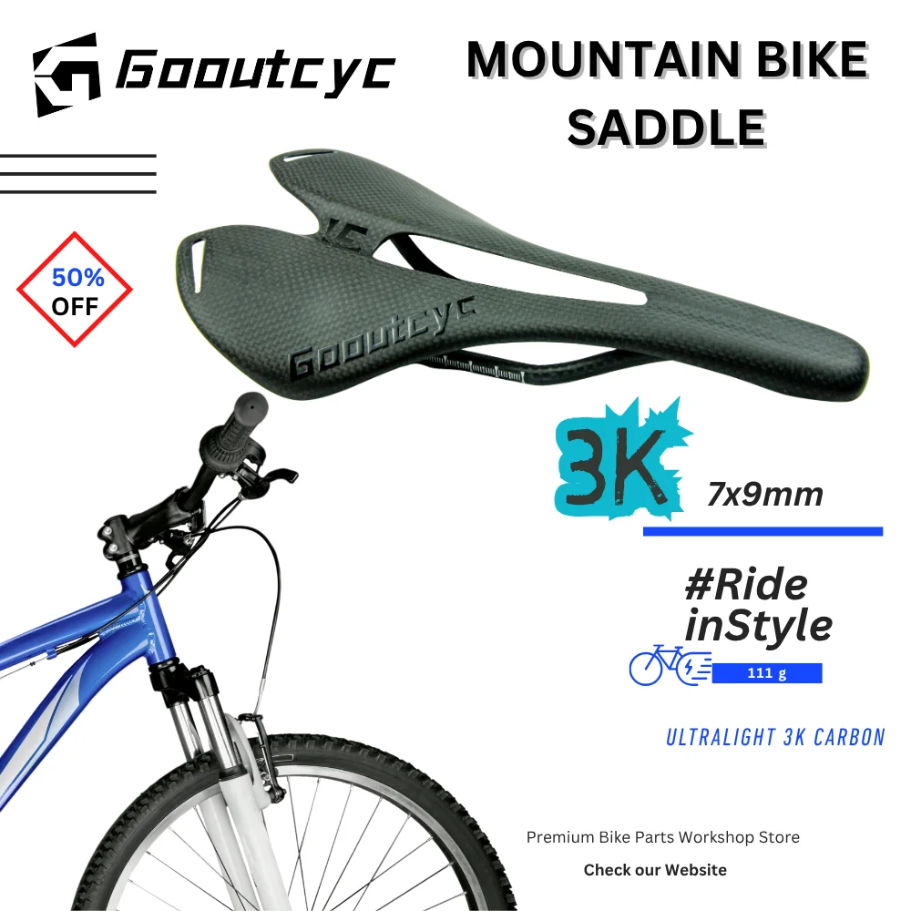 

Gooutcyc Mountain Bike saddle ultra- light 3K PLAID SADDLE MTB/Road Bicycle Carbon Fiber Extra light Saddle Bike Seat Cushion