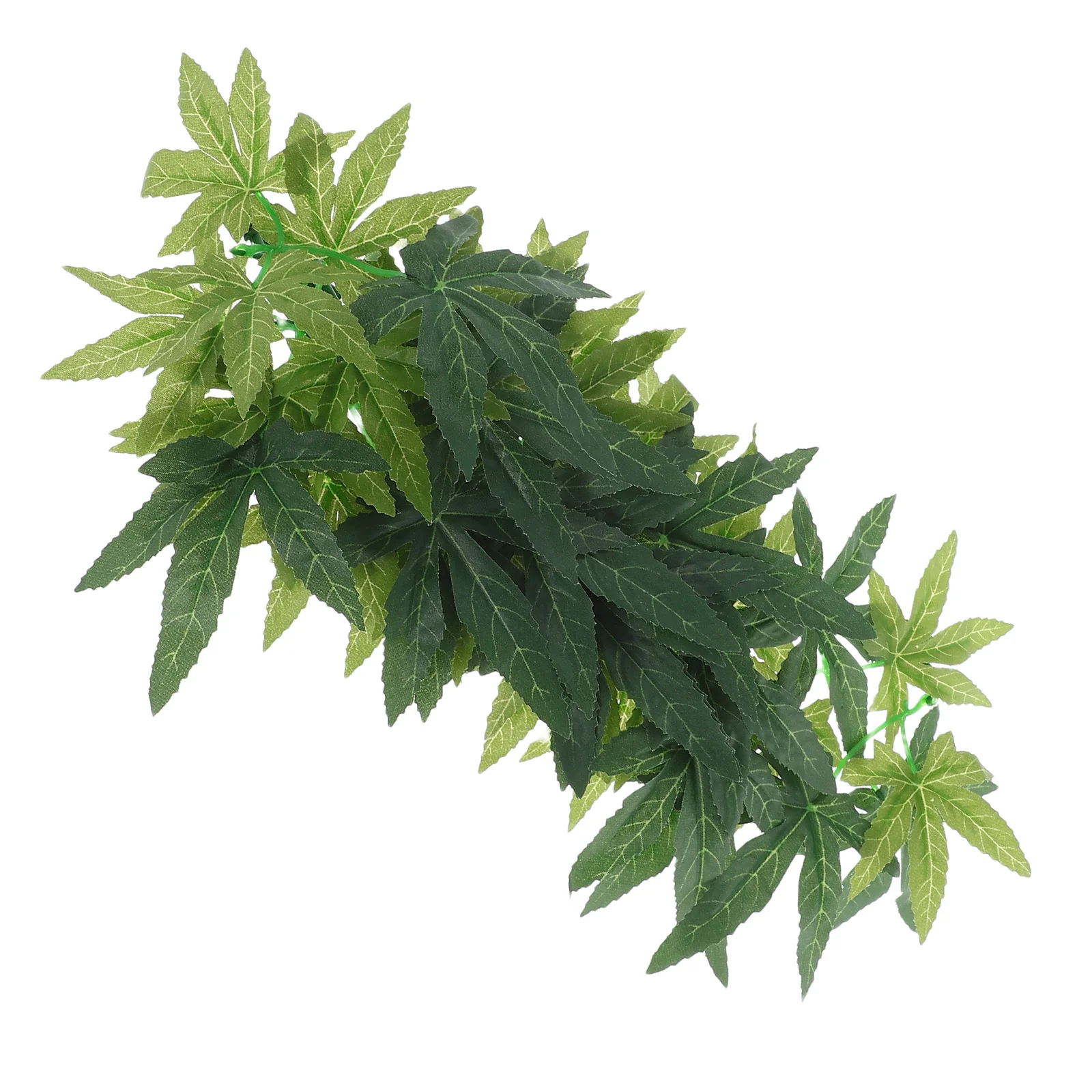 محاكاة الروطان خزان الأسماك النباتات فو حوض السمك ديكور يترك تررم الزواحف خزان الملحقات الأخضر ABS المطر ورقة محاكاة #3