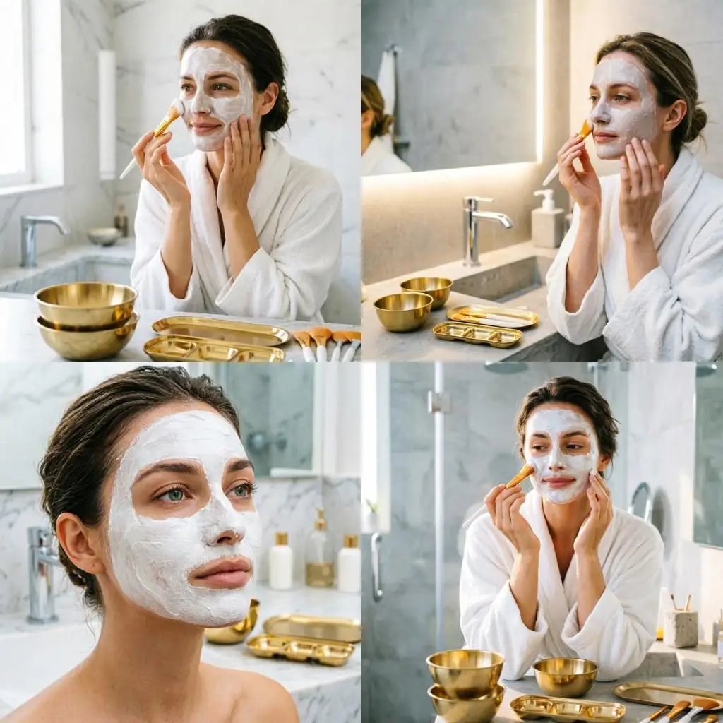 M6CB Compressed Sponge Mask Set with Mixing Bowls, Applicator Brushes, Trays and Scrapers, 25-Piece Beauty Routine for Smooth