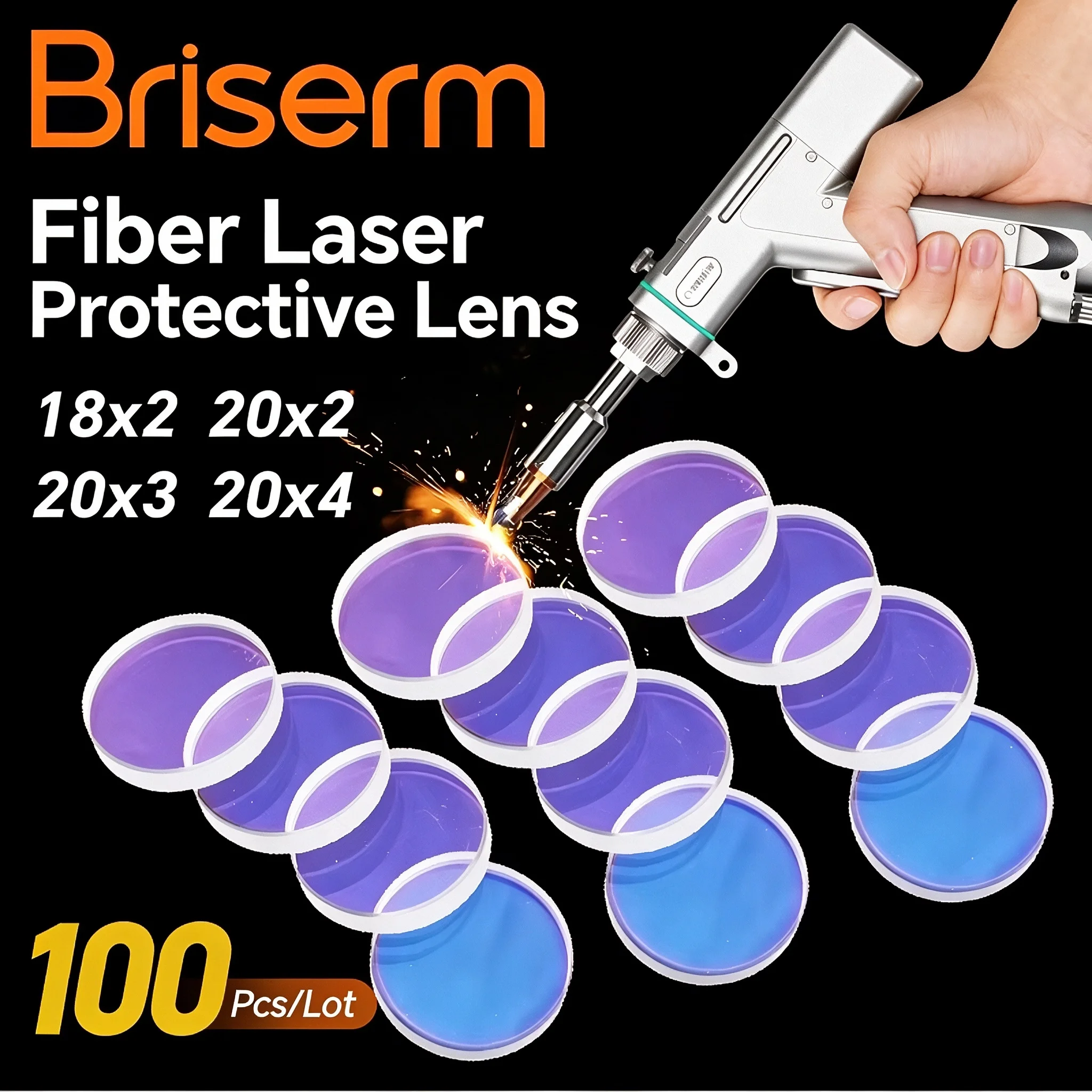 100PCS Laser Welding Protective Lens 18x2 20x2 20x3 Laser Welding Lens Optical Laser Lenses SUP Laser Protection Lens