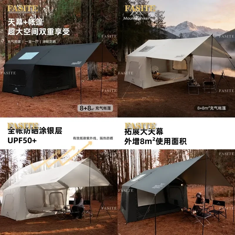 For Mountain guest 8 Inflatable Tent 8m2 Outdoor Camping Multi Person Large Capacity Leisure Rainproof Waterproof Shelter