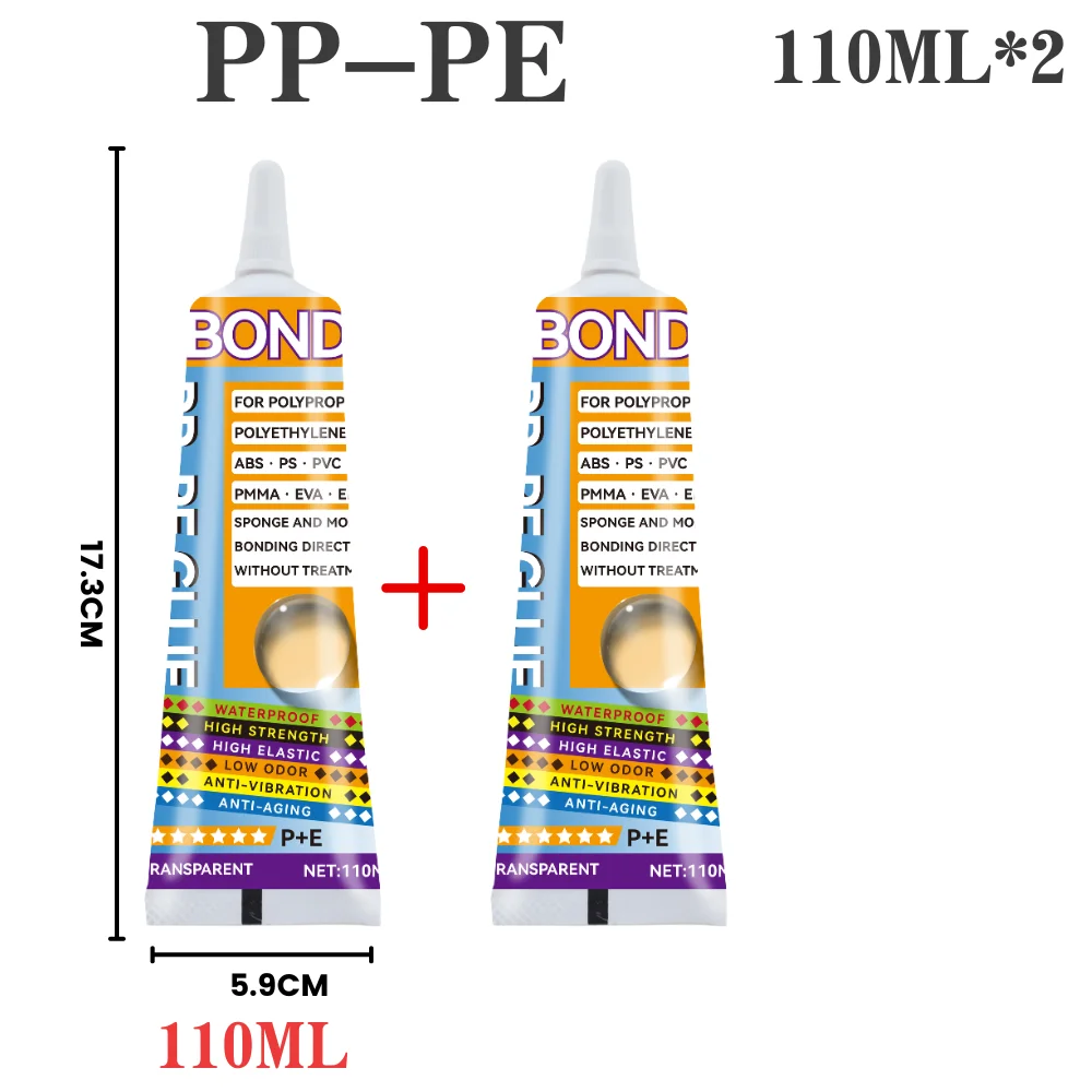 PP PE kunststof lijm Zwart en transparant Supersterke lijm voor polypropyleen, polyethyleen, ABS, PVC, PMMA, EVA-spons