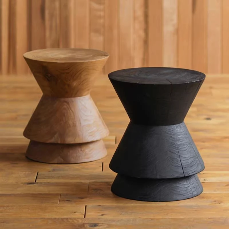 

Grid solid wood side table carbonized wood stool console sofa coffee table entrance table living room home furniture elegant