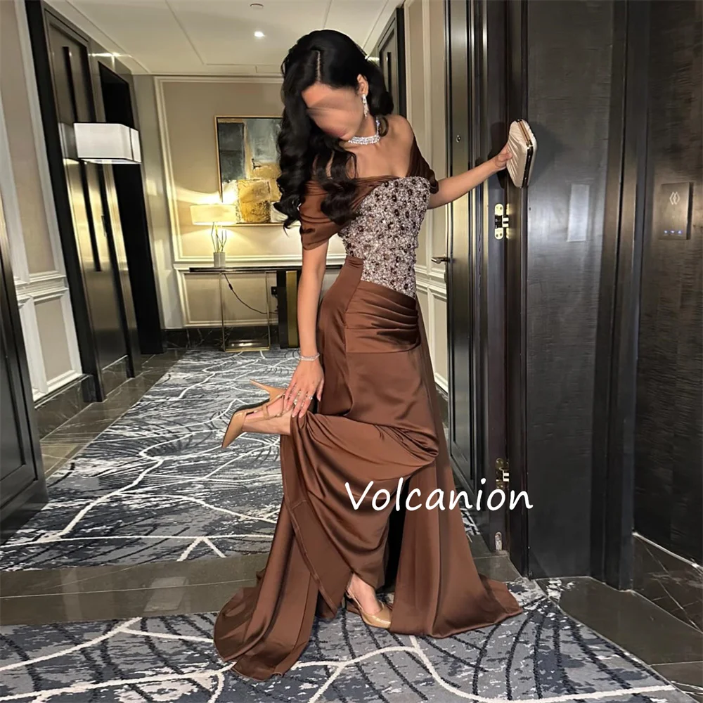 Gaun Panjang Bahu Terbuka Lurus Berpayet Charmeuse Cocok Khusus Acara Dipesan Lebih Dahulu Uniseks Elegan