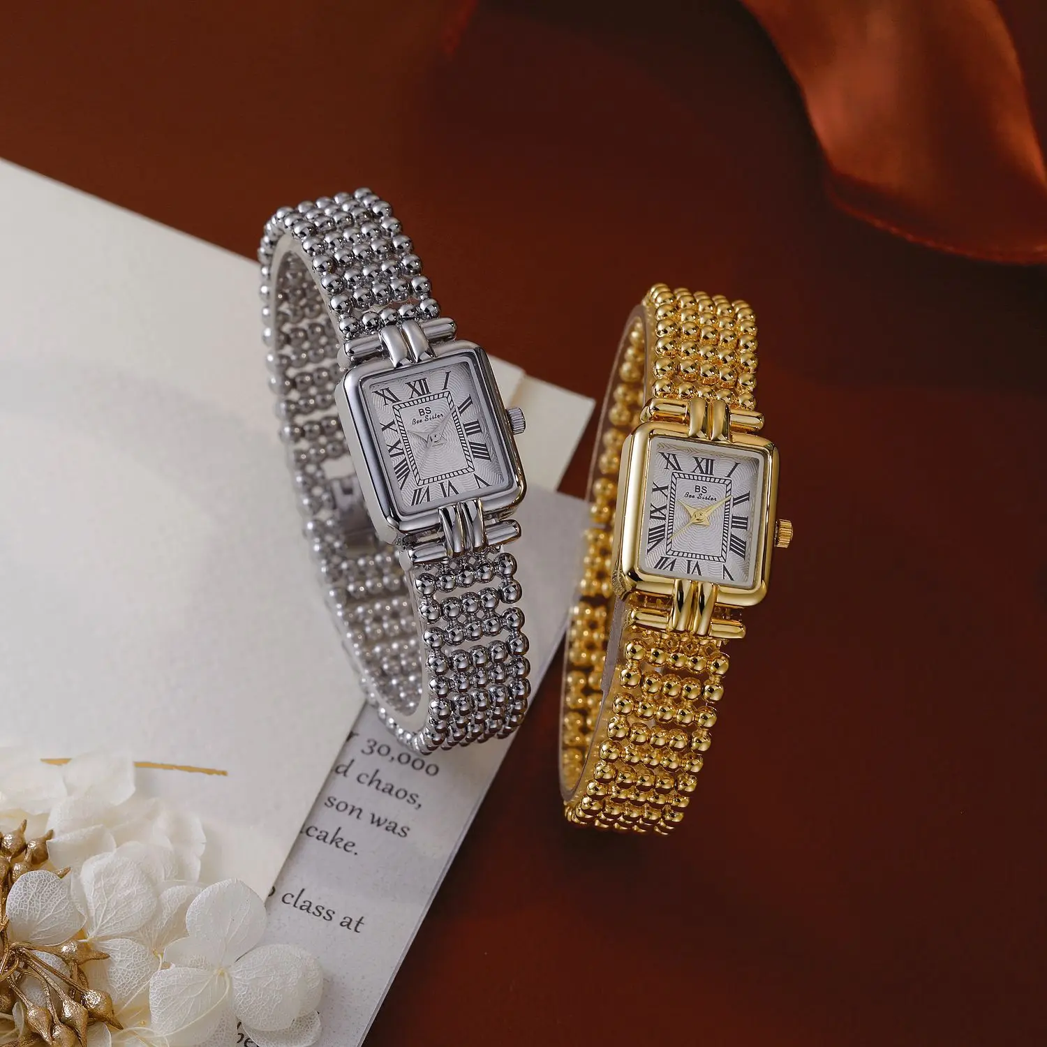 Luxury Watches For Women French Elegance Square Watches Gold Bracelet Strap Quartz Waterproof Wristwatch