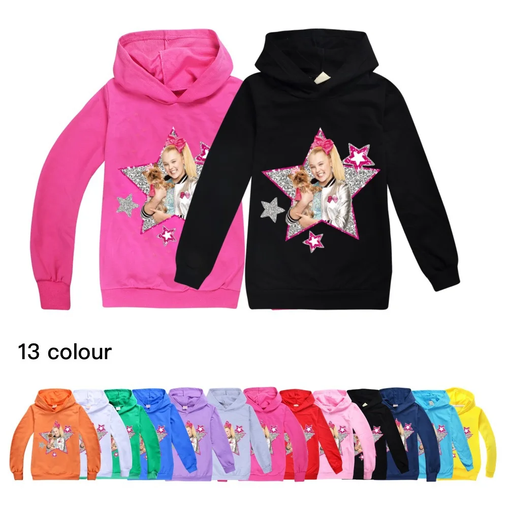 New JoJo Siwa Girls Hoodies Sweatshirt Children Long Sleeve Pullover Cartoon Print Boy T-shirt Spring Autumn Coats Kids Clothes