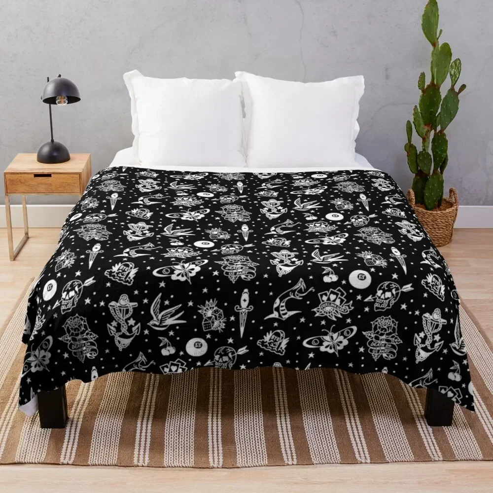 

Sailor Jerry tattoo flash sheet Throw Blanket Cozy Sofa Blanket for TV Watching Napping