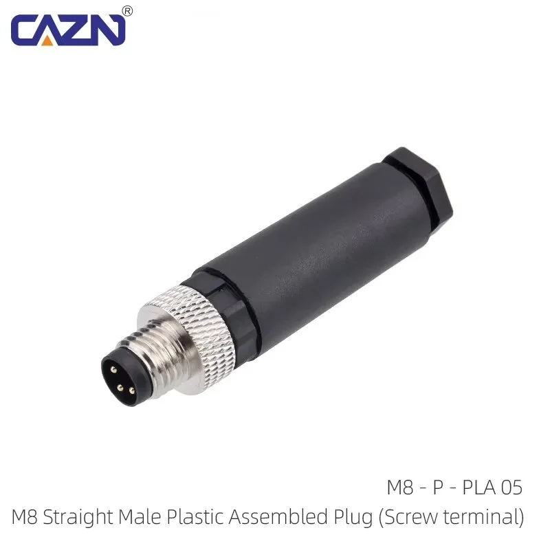 M8 3/4/5/6/8 Pin A/B/D Code Connectors Straight Male Female Screw Type Metal Assembled PG7 Brass Contacts Plug Connectors