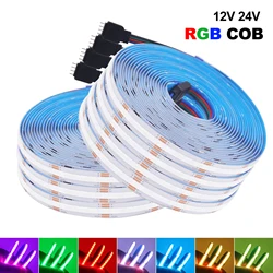 RGB pasek COB LED DC 12V 24V 576LEDs/M elastyczna taśma światła linowe IP20 IP68 wodoodporna wysoka jasność FOB taśma Led dioda 5m 3m 1m