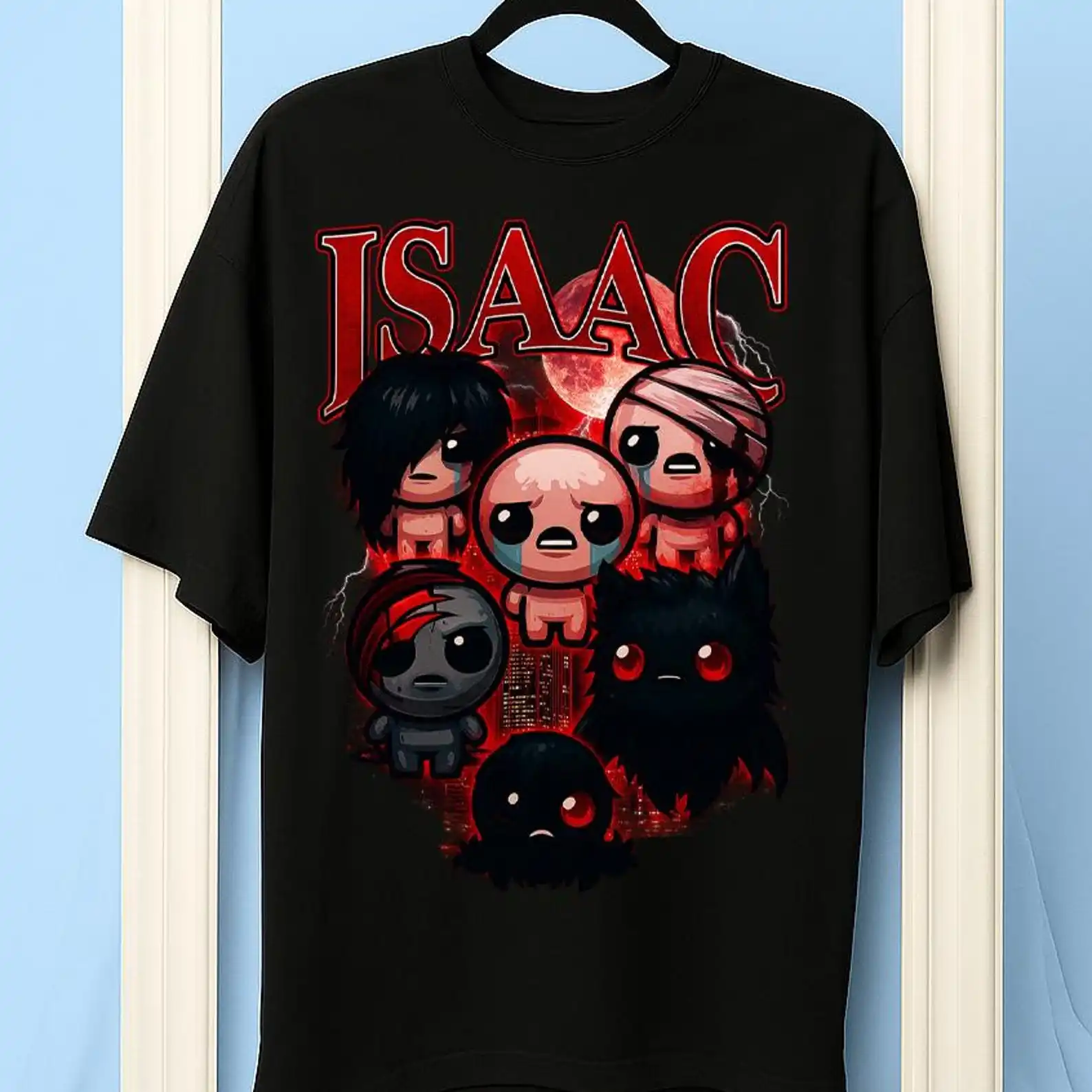 Retro Indie Gamer Cotton T Shirt The Binding of Isaac Gaming Graphic Unisex Men Women Vintage Video Game Fan Streetwear Tee