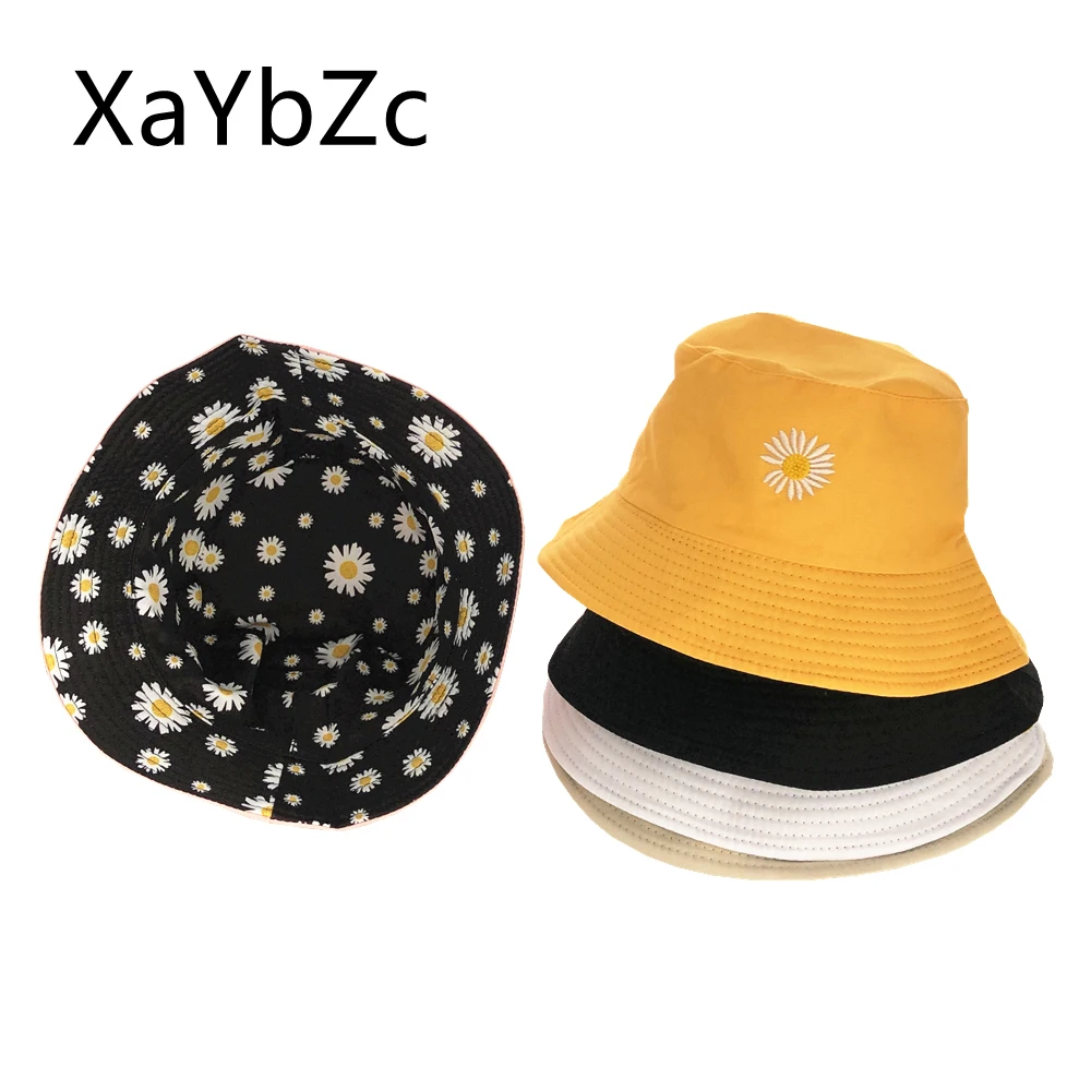 Bucket Hats for Men Women Sunscreen Sun Cap Little Daisies Double Sided Wear Spring Fisherman Hat