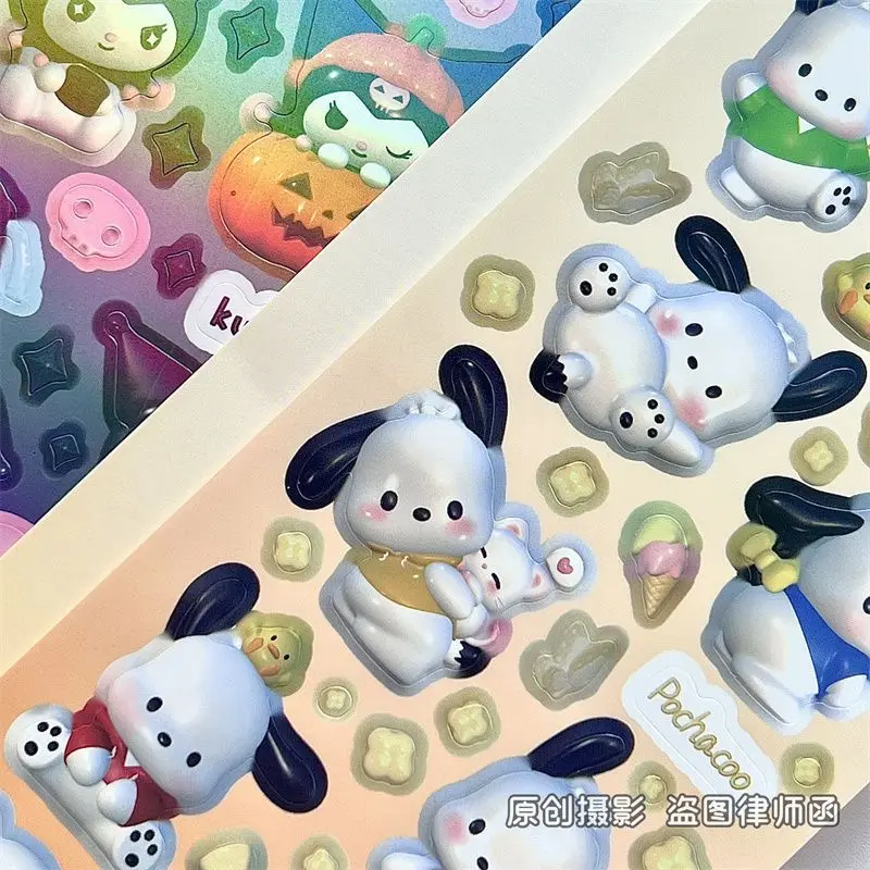 Stiker pemodelan Jepang, dekorasi akun tangan, stiker Gupan Guka, stiker 3D Kuromi lucu