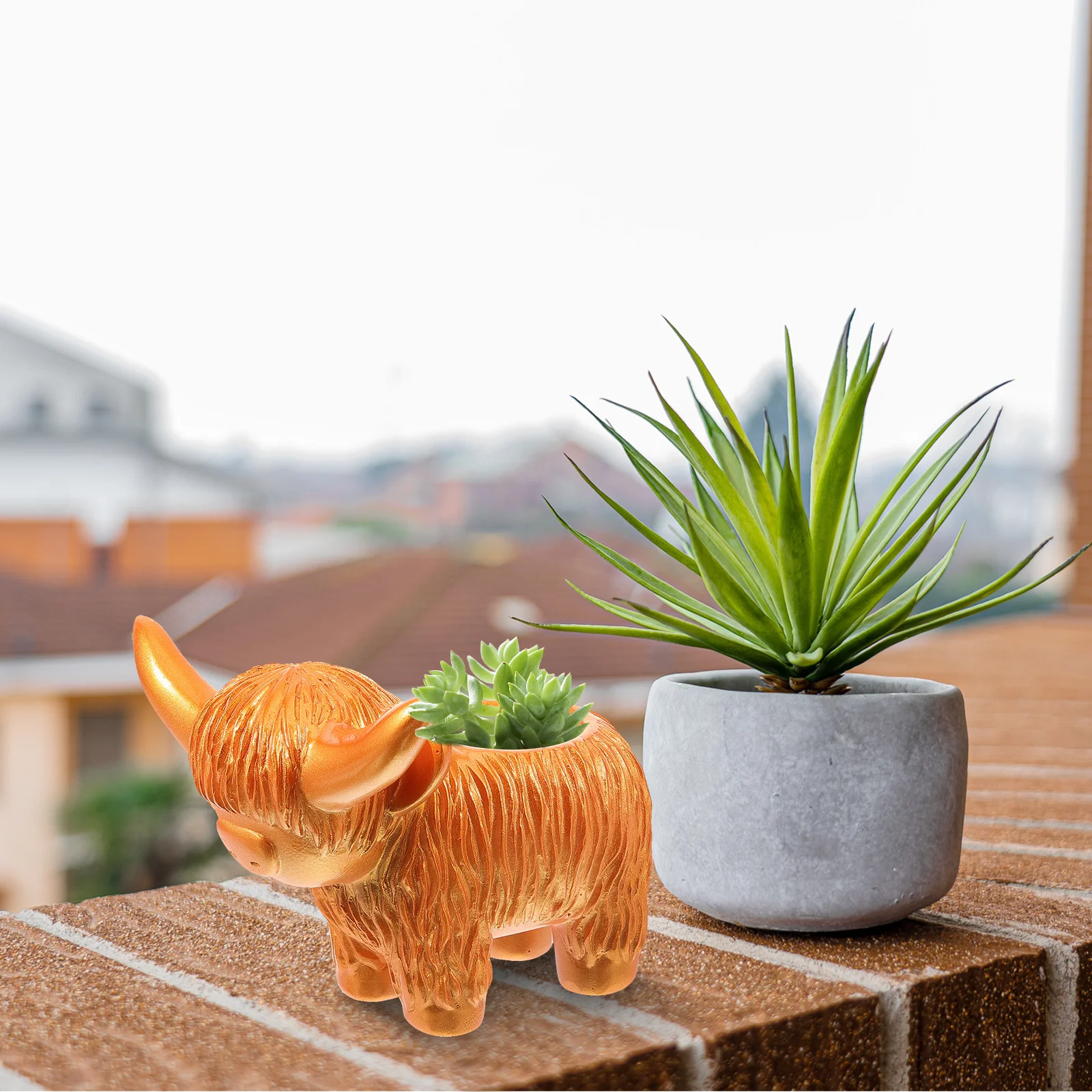 الراتنج زارع البقرة وعاء عصاري المرتفعات البقرة الزهور الزخرفية للمنزل حديقة داخلي في الهواء الطلق زراعة الحاويات #3