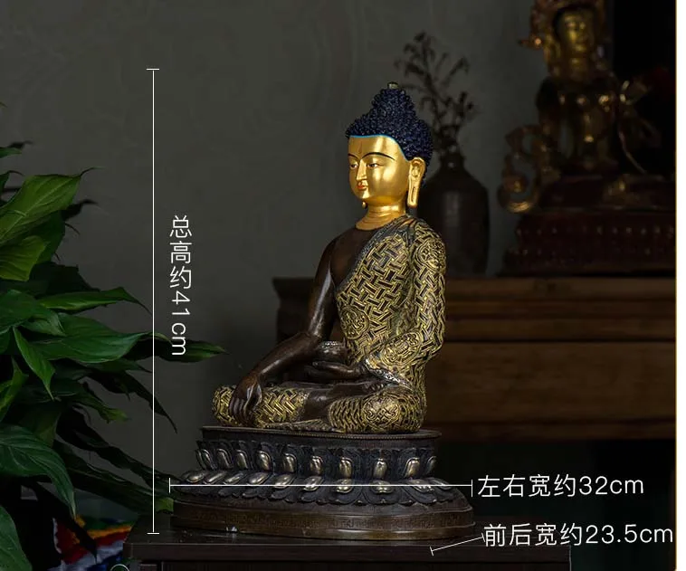 41CM large huge -TOP High grade GOOD Buddha HOME family silvering Effective protection Nepal Shakya Buddha GOD Buddha statue