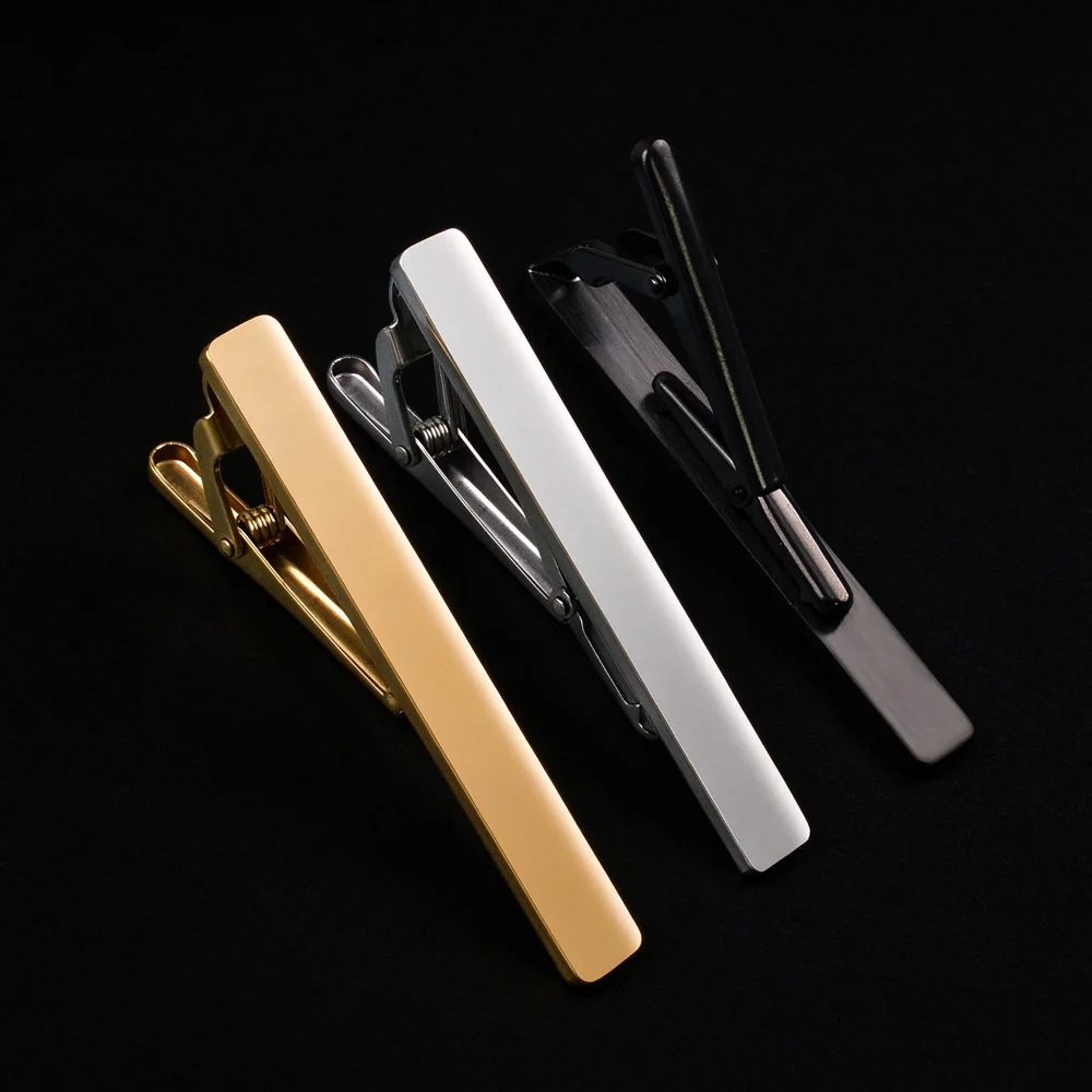 Akizoom Engrave Name Tie Clip for Men Groom Father Stainless Steel Personalized Name Date Wedding Party Christmas Jewelry Gifts