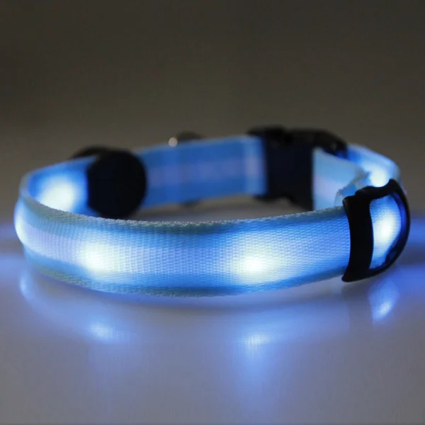 

Adjustable Blue LED Safety Collar 33Cm-55Cm 6 Leds 3 Modes Night Visibility for Dogs Nylon Material LED Pet Collar