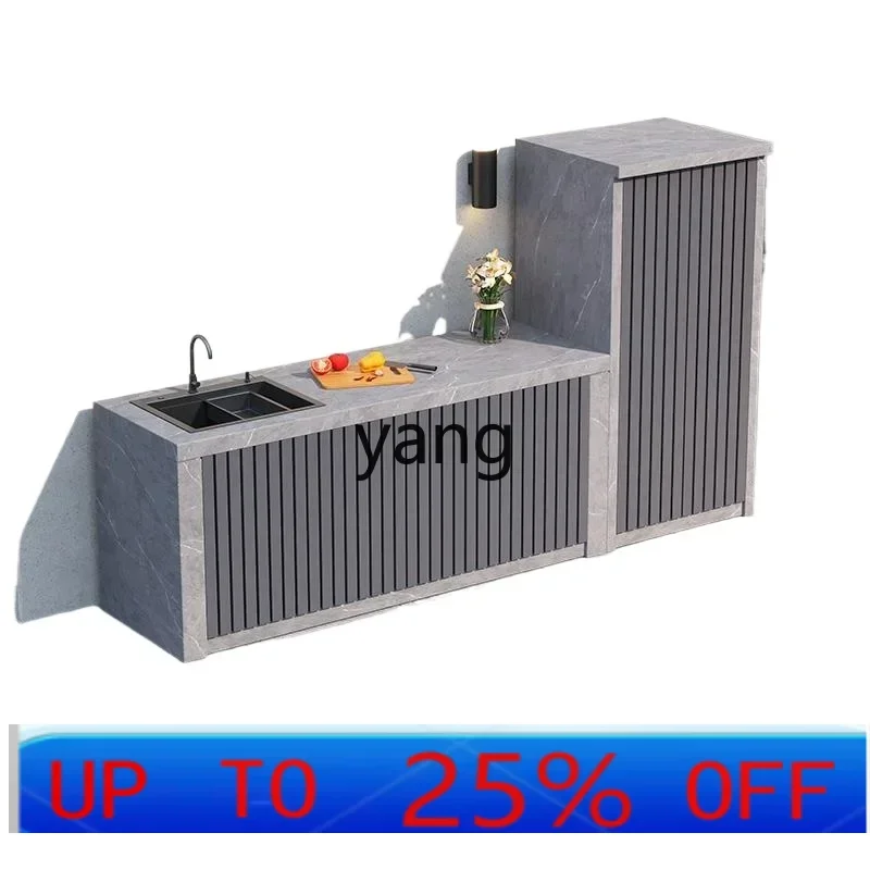 

LHF rock slab outdoor console sink integrated cabinet household aluminum alloy sundries storage cabinet