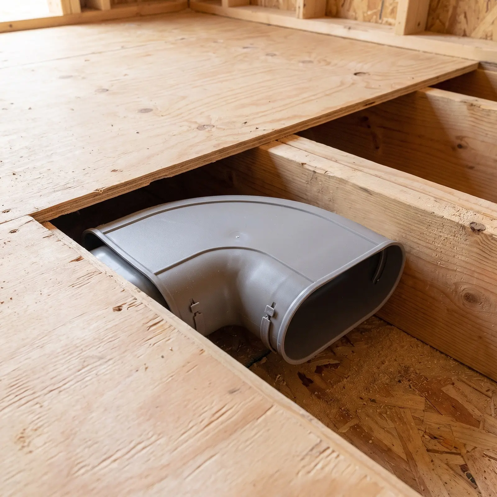 Pe Flat Oval Duct Elbow 90 Degree Horizontal Bend Vent Duct Connector for Whole Fresh Air System Underfloor Ventilation