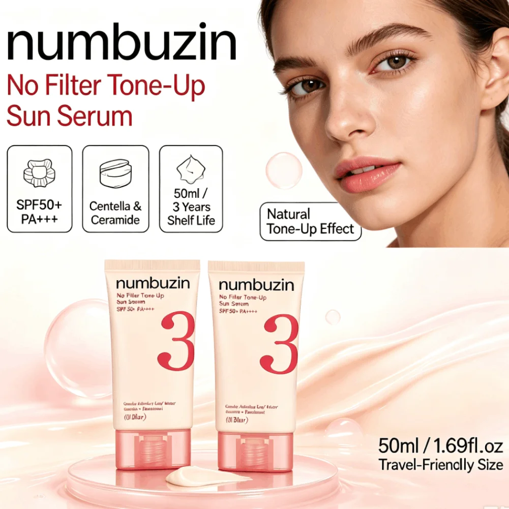 Numbuzin 3 Sun Serum SPF50+ Centella Asiatica Ceramide Panthenol Repair Skin Barrier Brighten Improve Dullness Facial Sunscreen