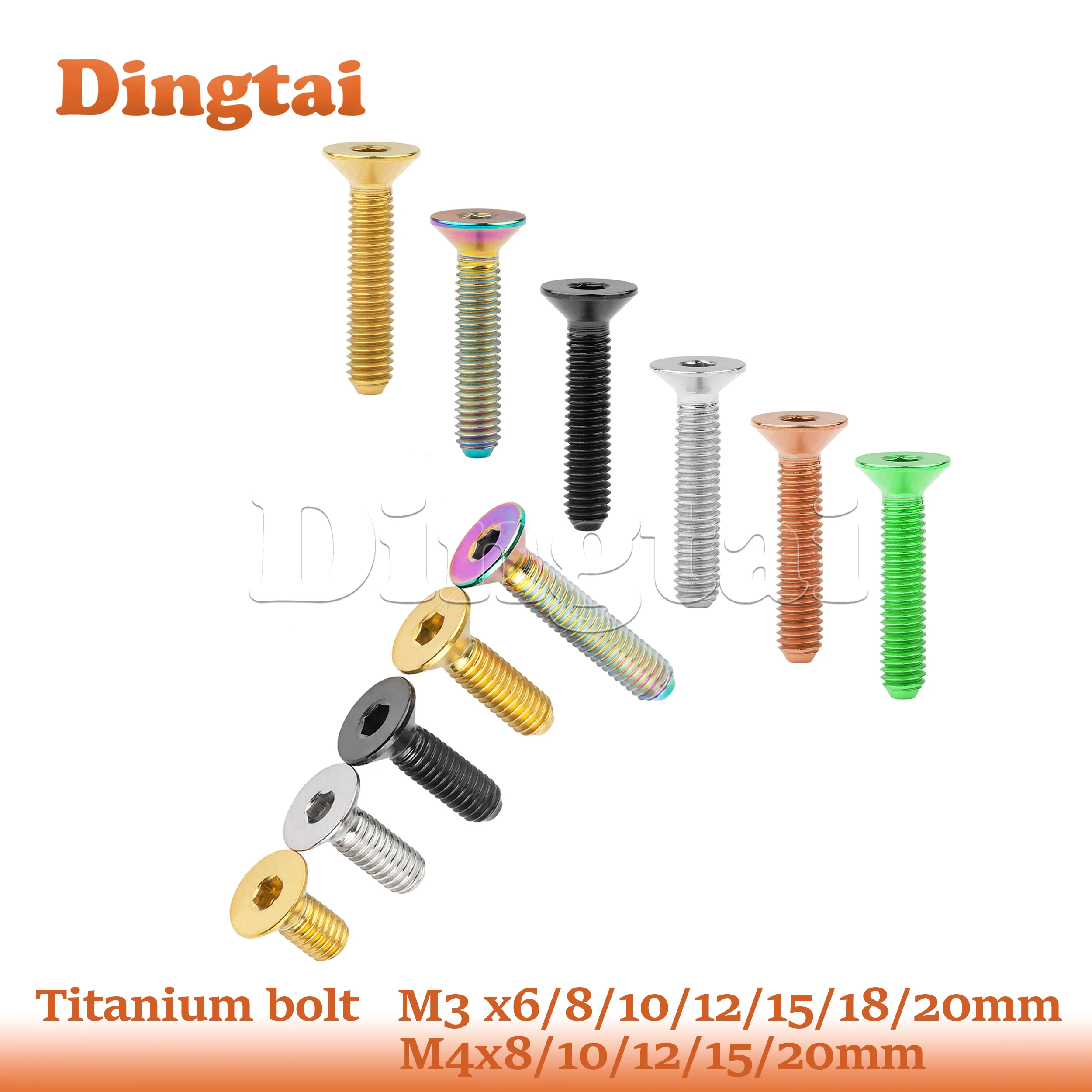 

Dingtai Titanium Bolt M3/M4x6/8/10/12/15/18/20mm Gold/ Black/ Rainbow/Burn blue Head Bolt Socket Head Cap Screw For Bicycle