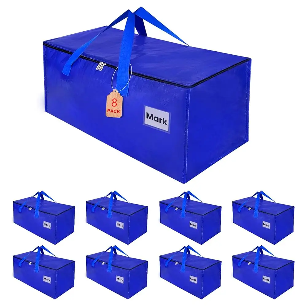 

Комплект из 8 коробок для переезда, 93 литра, большие сумки для хранения одежды с ручками, контейнеры для переезда для студенческого общежития или на Рождество