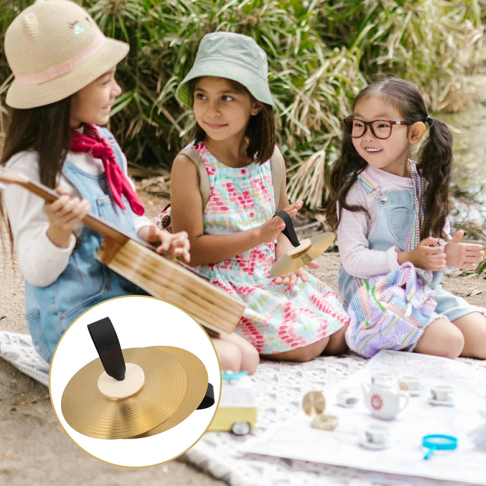 Mini piatti a mano per bambini, metallo lucido, suono chiaro e luminoso, strumento musicale portatile leggero per spettacoli di danza