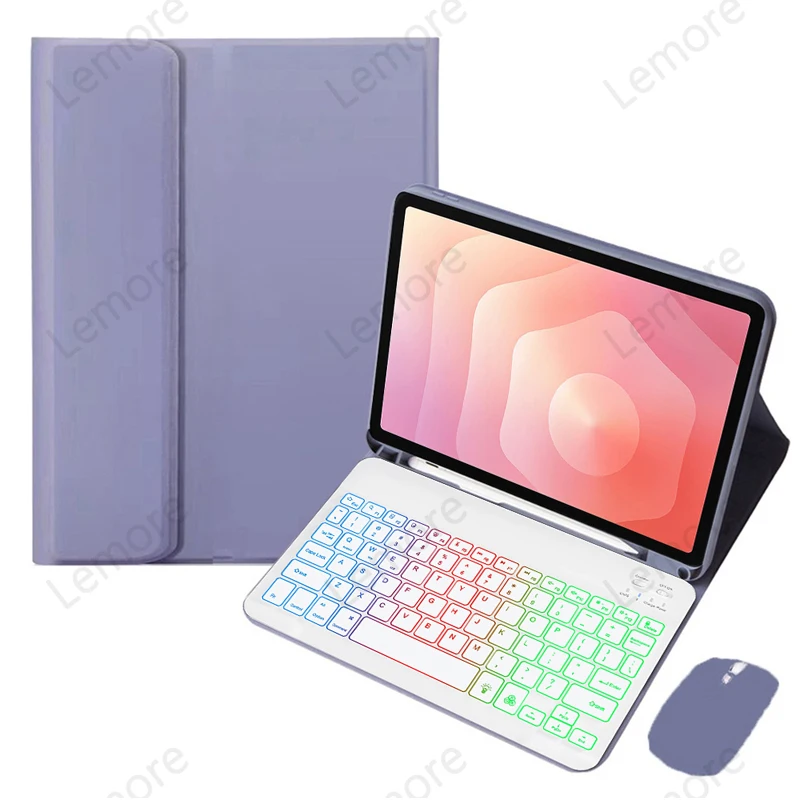 

Чехол с клавиатурой с радужной подсветкой для Samsung Galaxy Tab S11 11 дюймов SM-X730/SM-X736B, чехол-подставка с отсеком для стилуса