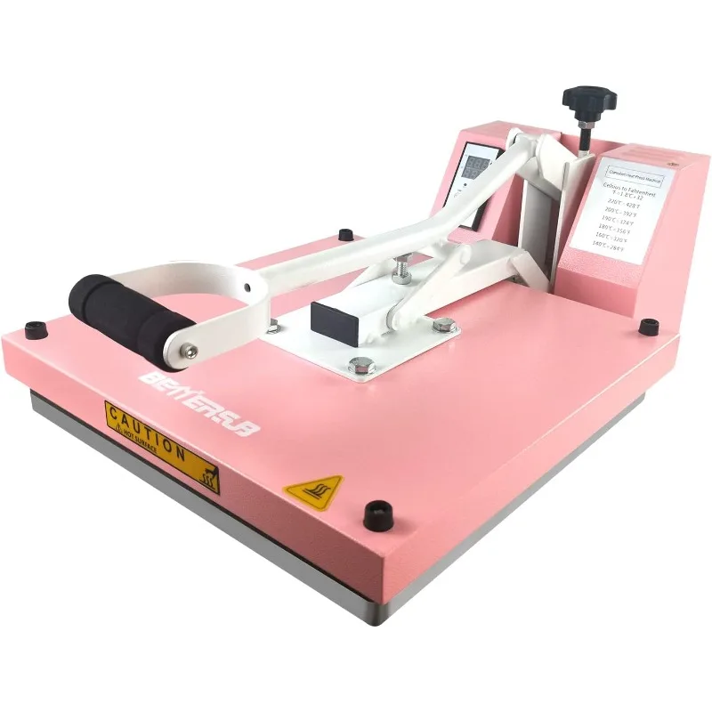 Machine DIY Digital Industrial Quality Heat Press Machine Clamshell Transfer Sublimation Print Press Machine 15‘’x 15'' Pink