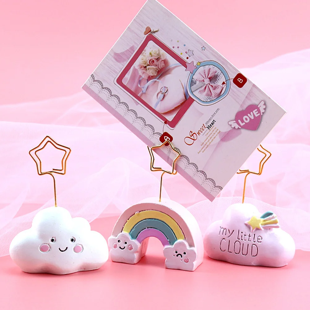 

3Pcs Cloud-Shaped Note Holders Lovely Message Clip for Desk Organizer Photo Memo Holder Birthday Wedding Party Table Decor