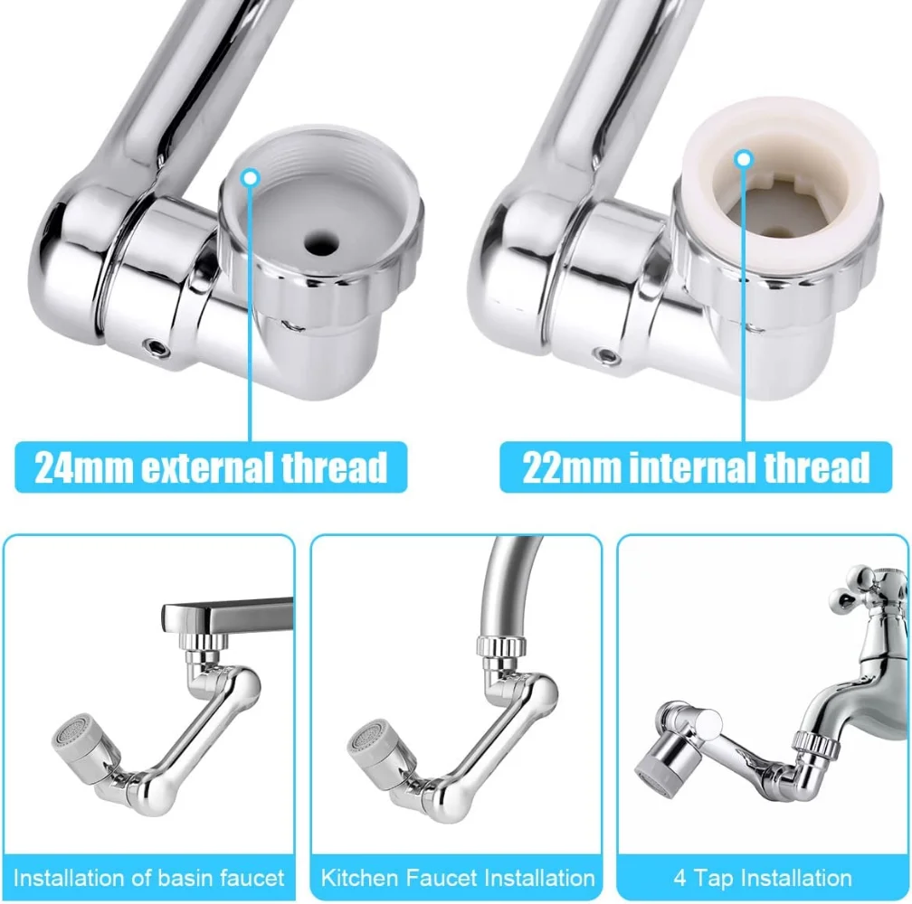 1080° Universal Rotation Faucet Extender Sprayer Head Kitchen Robot Arm Extension Faucets Mixer Aerator Bubbler Water Tap Nozzle