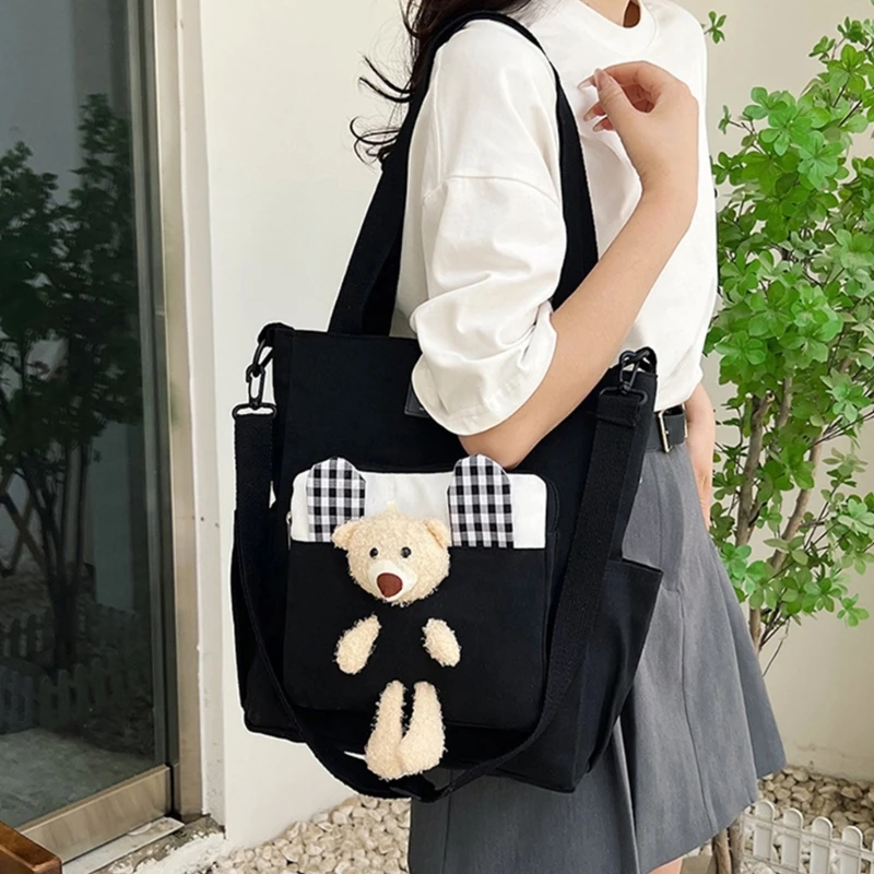 Bolso lona estilo coreano elegante bolso bandolera mensajero capacidad