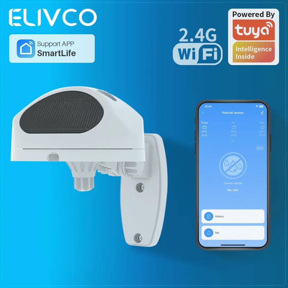 

Умный датчик дождя Tuya WiFi, уличный, IP66, водонепроницаемый, беспроводной, с мониторингом в реальном времени