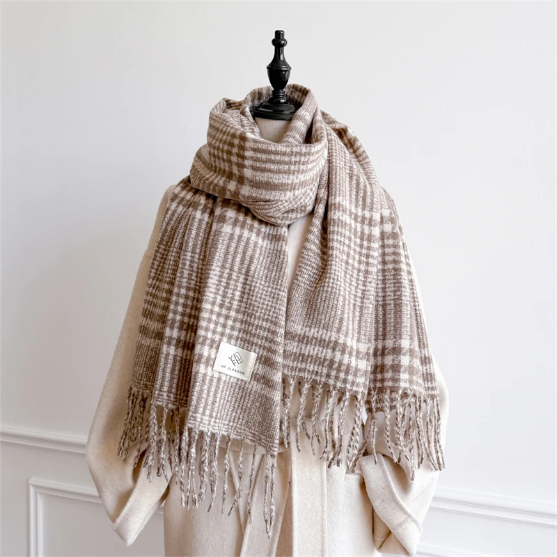 

British Classic Plaid Scarf for Women Thickened Students Shawl Wrap Female Autumn Warm Winter Mens Neckerchief Poncho Stole