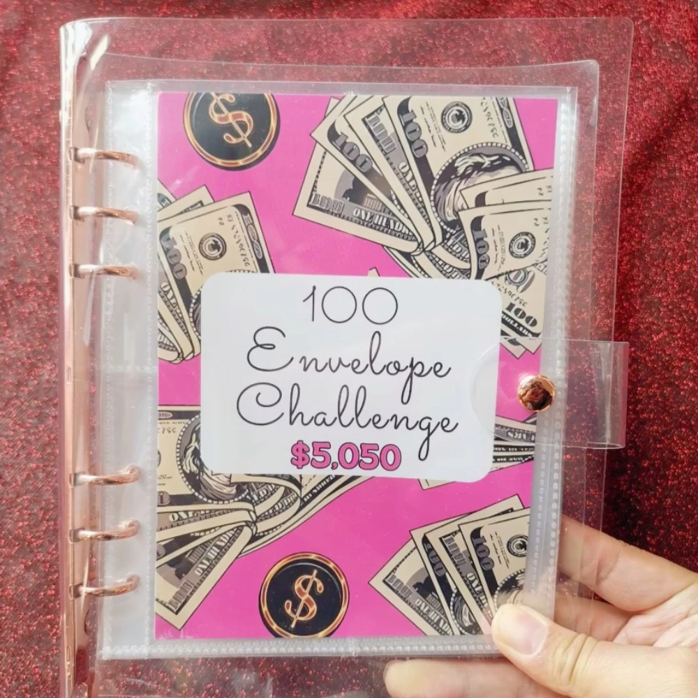 100 Envelopes Money Saving Challenge Binder A5 Savings Challenges Book with Envelopes 100 Pocket Pre-Numbered Save $5050