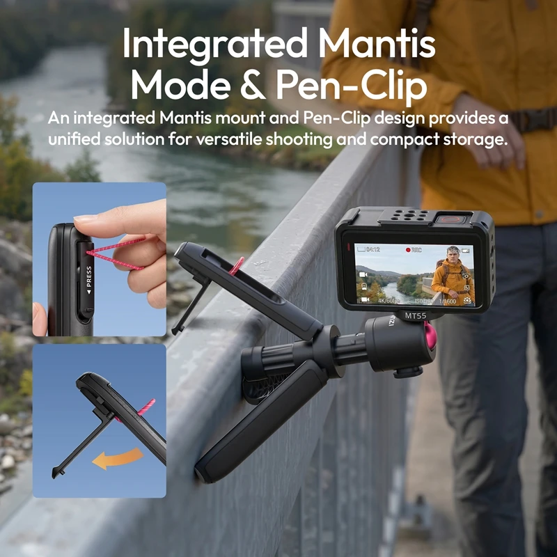 Ulanzi MT55 SnapGo Mini Selfie Stick Tripod Stand with 1/4